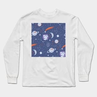 Pattern with astronomy symbols Long Sleeve T-Shirt